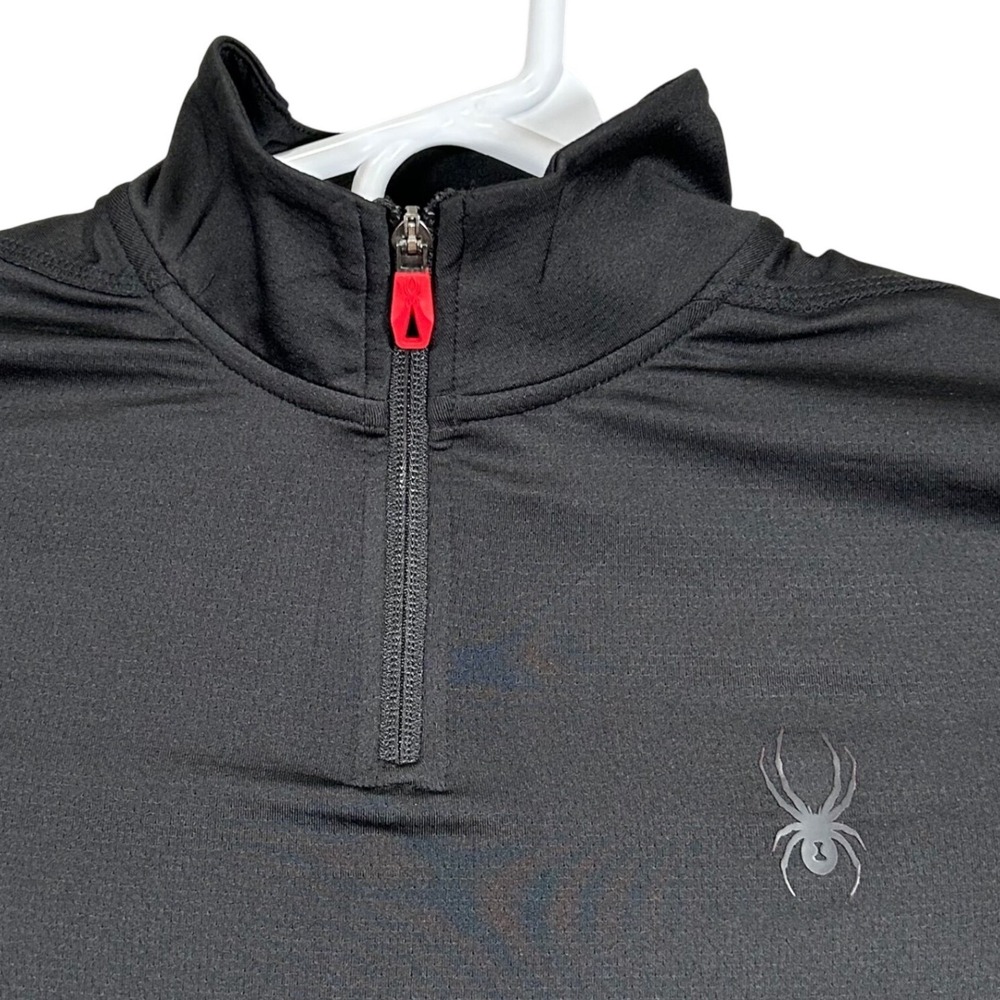 Spyder Active Mens Small Black Quarter Zip Pullover Performance‎ Shirt New